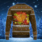 Merry Thanksgiving Pumpkin Ugly Holiday Sweater Brown