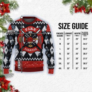 Red Fire Department Badge Christmas Sweater Red And Black