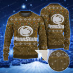 Brown Penn State Nittany Lions Logo Pattern Snowflakes Ugly Sweater