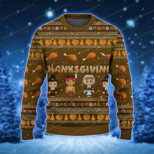 Happy Thankgiving With Chicken Pumkin Pattern Xmas Sweater