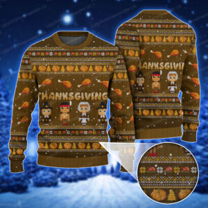 Happy Thankgiving With Chicken Pumkin Pattern Xmas Sweater