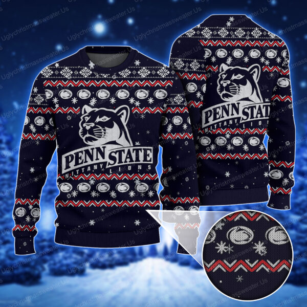 Penn State Nittany Lions Football Blue Xmas Ugly Sweater