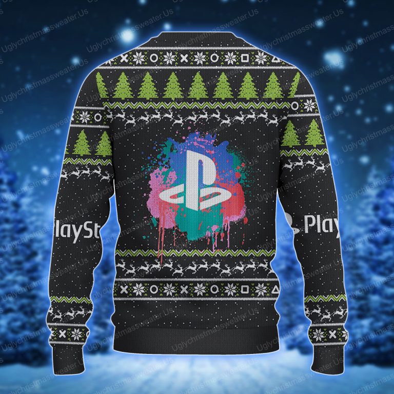 Play Station Retro Black Xmas Holiday Ugly Sweater