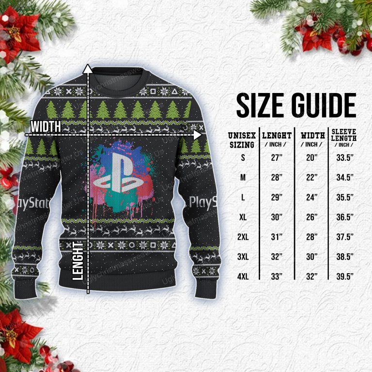 Play Station Retro Black Xmas Holiday Ugly Sweater