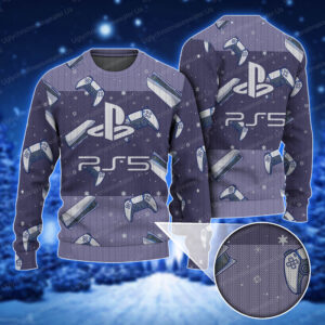 PlayStation Controller And Playstation 5 Logo Ugly Sweater