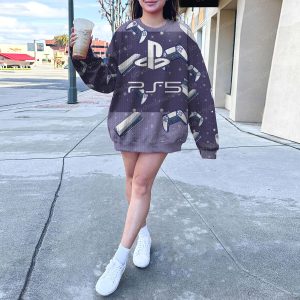 PlayStation Controller And Playstation 5 Logo Ugly Sweater