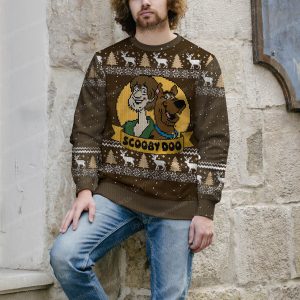 Scooby Doo And Shaggy Brown Reindeer Pattern Holiday Sweater