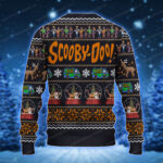 Scooby Doo With Snowman Sleigh Deer Car Pattern Xmas Sweaters