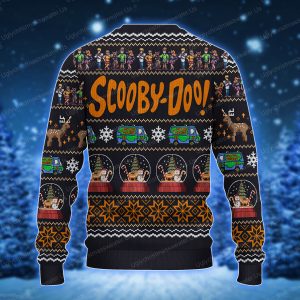 Scooby Doo With Snowman Sleigh Deer Car Pattern Xmas Sweaters