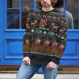 Scooby Doo With Snowman Sleigh Deer Car Pattern Xmas Sweaters