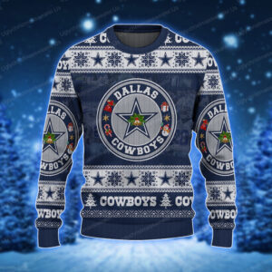 Dallas Cowboys Round Logo Santa Hat Ugly Xmas Sweater