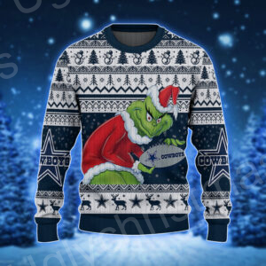 Grinch Holding Dallas Cowboys Football American Christmas Ugly Sweater 1 - Uglychristmassweater.us