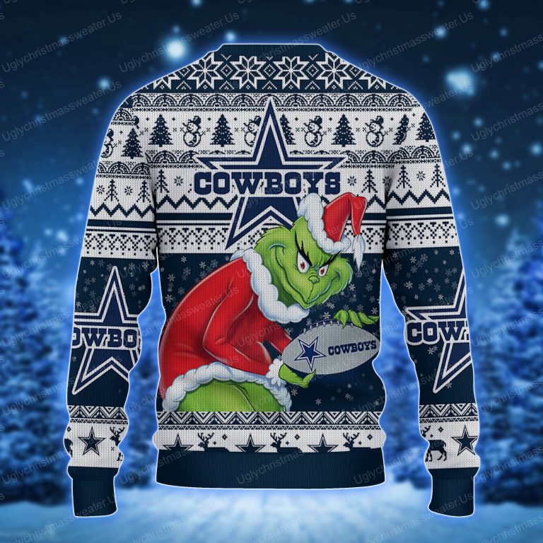 Grinch Holding Dallas Cowboys Football American Christmas Ugly Sweater 2 - Uglychristmassweater.us