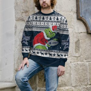 Grinch Holding Dallas Cowboys Football American Christmas Ugly Sweater