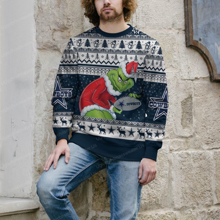 Grinch Holding Dallas Cowboys Football American Christmas Ugly Sweater 4 - Uglychristmassweater.us