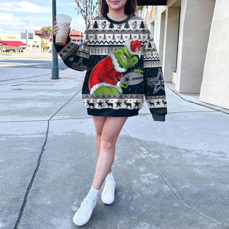 Grinch Holding Dallas Cowboys Football American Christmas Ugly Sweater 6 - Uglychristmassweater.us