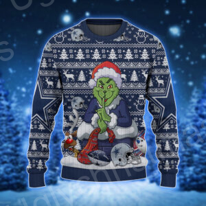 Grinch Snowman Dallas Cowboys Football And Helmet Ugly Xmas Sweater