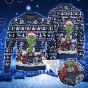 Grinch Snowman Dallas Cowboys Football And Helmet Ugly Xmas Sweater