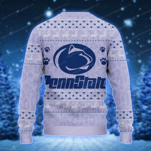 Light Purple Penn State’s Logo And Paw Ugly Xmas Sweater