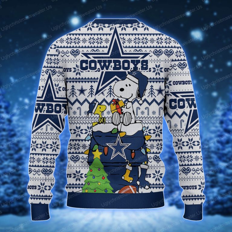 Peanut Snoopy Christmas Dallas Cowboys Logo Pattern Ugly Sweater 2 - Uglychristmassweater.us