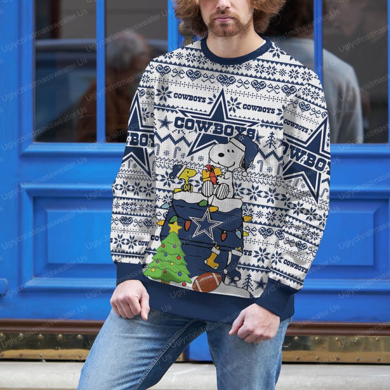 Peanut Snoopy Christmas Dallas Cowboys Logo Pattern Ugly Sweater 3 - Uglychristmassweater.us