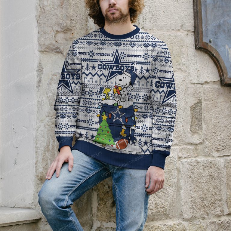 Peanut Snoopy Christmas Dallas Cowboys Logo Pattern Ugly Sweater 4 - Uglychristmassweater.us