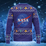 Purple Nasa Logo With Moon Rocket Astronaut Pattern Ugly Xmas Sweater