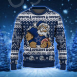 Santa Claus Dallas Cowboys Holding Football American Helmet Pattern Ugly Sweater