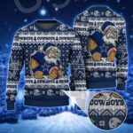 Santa Claus Dallas Cowboys Holding Football American Helmet Pattern Ugly Sweater