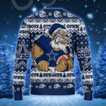 Santa Claus Dallas Cowboys Holding Football American Helmet Pattern Ugly Sweater