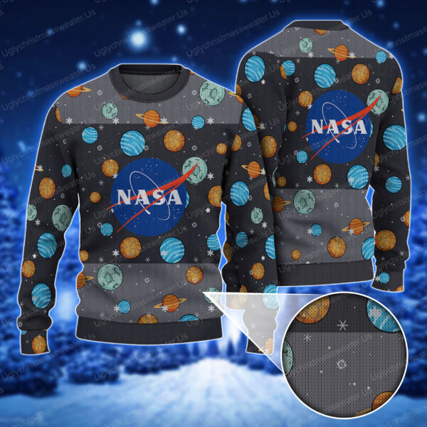 Solar System Planet Nasa Logo Ugly Holiday Sweater