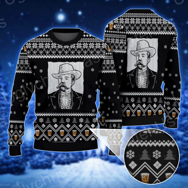 Black Jack Daniel's Tennessee Whiskey Photo Ugly Sweater With Snow Patter