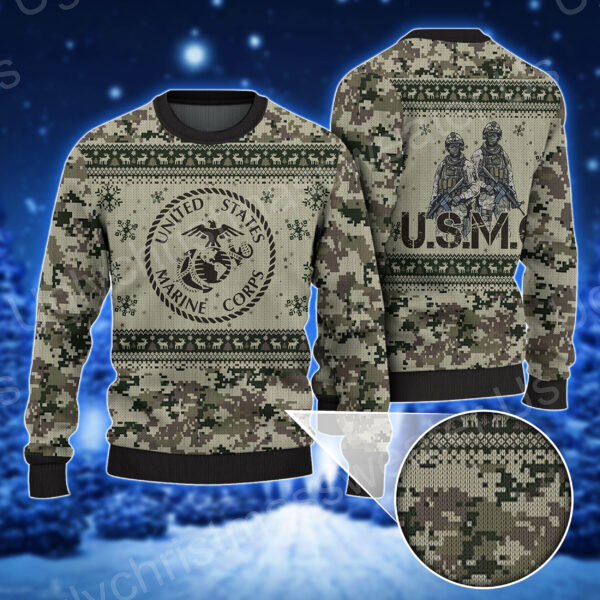 Fashion Flair, Patriotism Wear: Our Marine Corps Inspired Ugly Christmas Camo Sweater