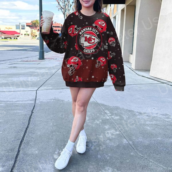 Cheer Loud And Proud: Black And Red Ugly Sweater Featuring Kansas City Chiefs Logo And Helmet