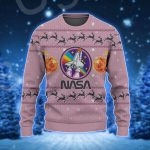 Pink Nasa Ugly Sweater With Moon Logo And Astronaut Delight