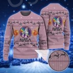 Pink Nasa Ugly Sweater With Moon Logo And Astronaut Delight