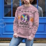 Pink Nasa Ugly Sweater With Moon Logo And Astronaut Delight