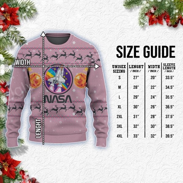 Pink Nasa Ugly Sweater With Moon Logo And Astronaut Delight