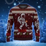 Red And White With Nasa ElementsLogo Rocket Astronaut And Quirky Christmas Ugly Sweater