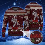 Red And White With Nasa ElementsLogo Rocket Astronaut And Quirky Christmas Ugly Sweater