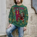 Holiday Mayhem In Green Joker Ugly Christmas Sweater With Santa Snowflakes Haha Print
