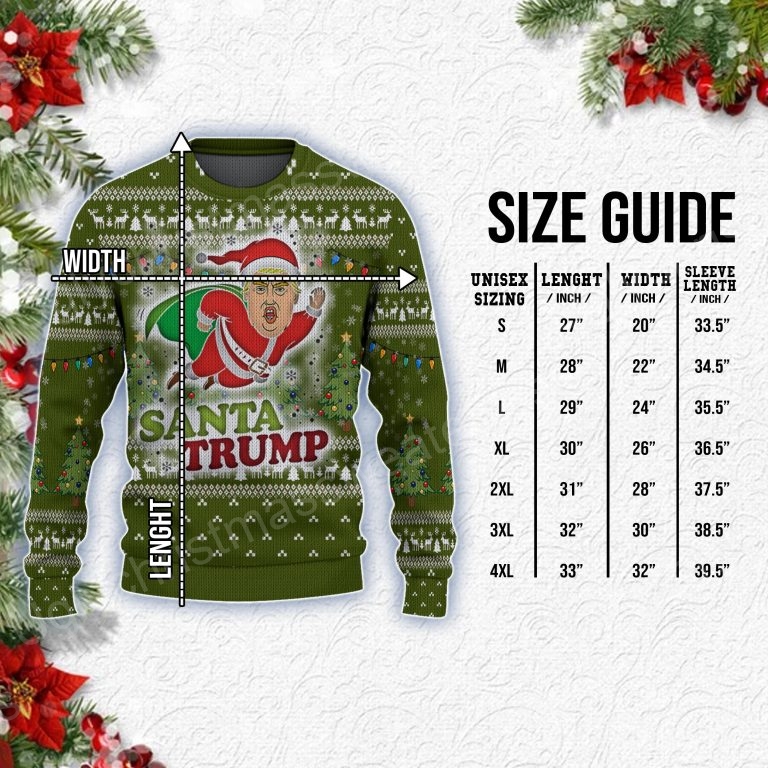 Funny Santa Trump Flying Christmas Trees Ugly Holiday Sweater 7 - Ugly Christmas Sweater