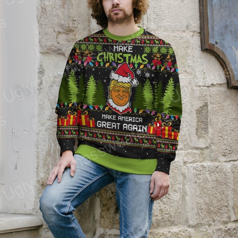 Trump Santa Make American Great Again Tree Lights Ugly Christmas Sweater 4 - Ugly Christmas Sweater