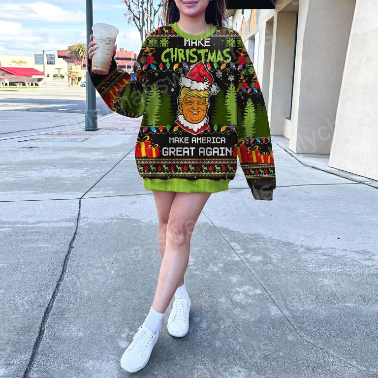 Trump Santa Make American Great Again Tree Lights Ugly Christmas Sweater 6 - Ugly Christmas Sweater