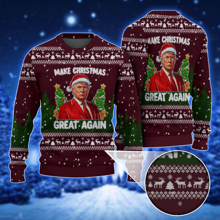 Funny Political Christmas Gift Donald Trump Santa Make Christmas Great Again Sweater - Ugly Christmas Sweater